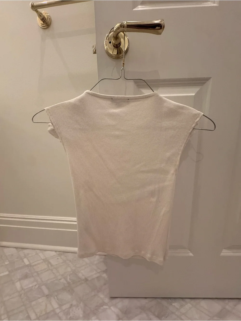 J. Crew Cream Ribbed Tank with Rosette Shoulders